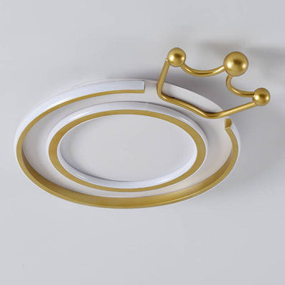 Modern Luxury Gold Crown Round LED Flush Mount Ceiling Light