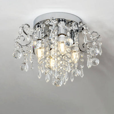 European Light Luxury Crystal Round 1/4 Light Semi-Flush Mount Ceiling Light