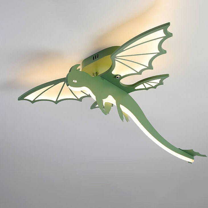 Contemporary Creative Acrylic Cartoon Dinosaur LED Semi-Flush Mount Ceiling Light For Bedroom