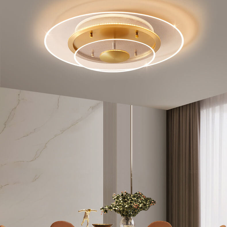 Modern Light Luxury Round Acrylic Gold LED Flush Mount Ceiling Light