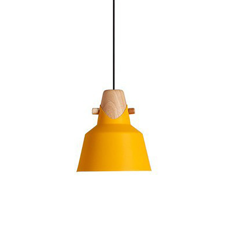 Nordische minimalistische Macaron einfarbige 1-flammige Pendelleuchte aus Eisenholz 