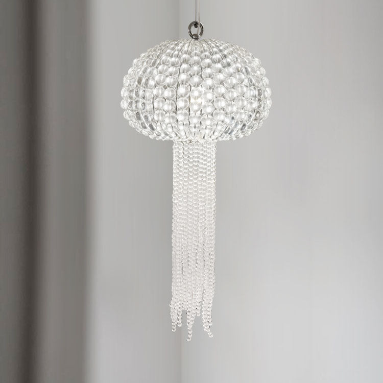 Modern Luxury Round Glass Jellyfish Shape 1-Light Pendant Light For Living Room
