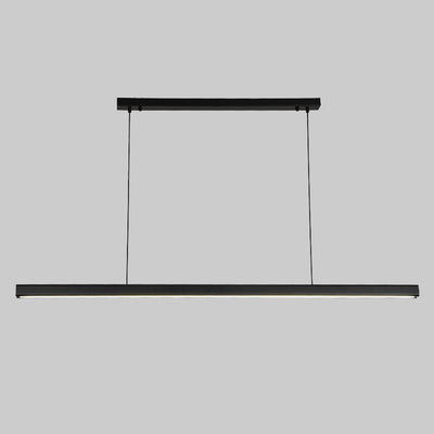 Modern Minimalist Walnut Aluminum Straight Line LED Island Light Chandelier For Dining Room