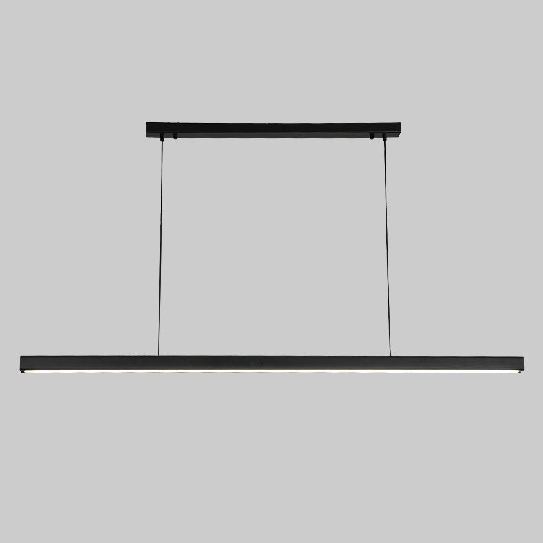 Modern Minimalist Walnut Aluminum Straight Line LED Island Light Chandelier For Dining Room