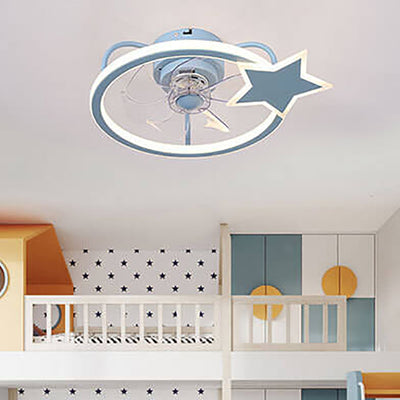 Childlike Star/Dolphin Design Quiet LED Flush Mount Fan Light