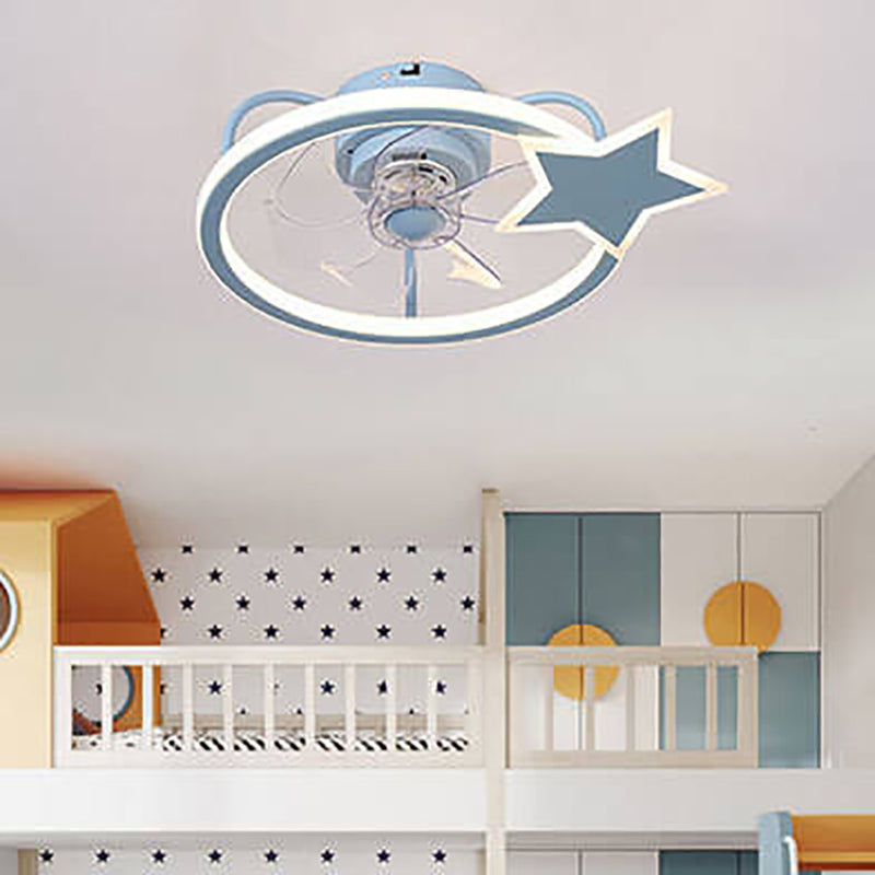 Étoile enfantine/Conception de dauphin Ventilateur LED silencieux avec montage affleurant 