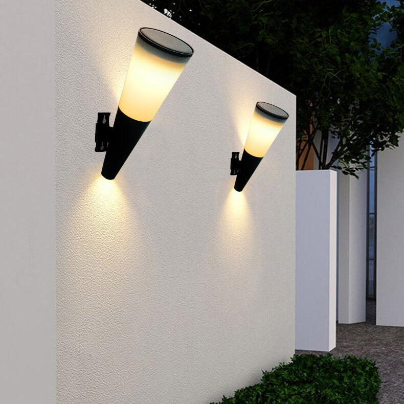 Lampe solaire étanche en forme de corne, design LED, décoration extérieure, applique murale 