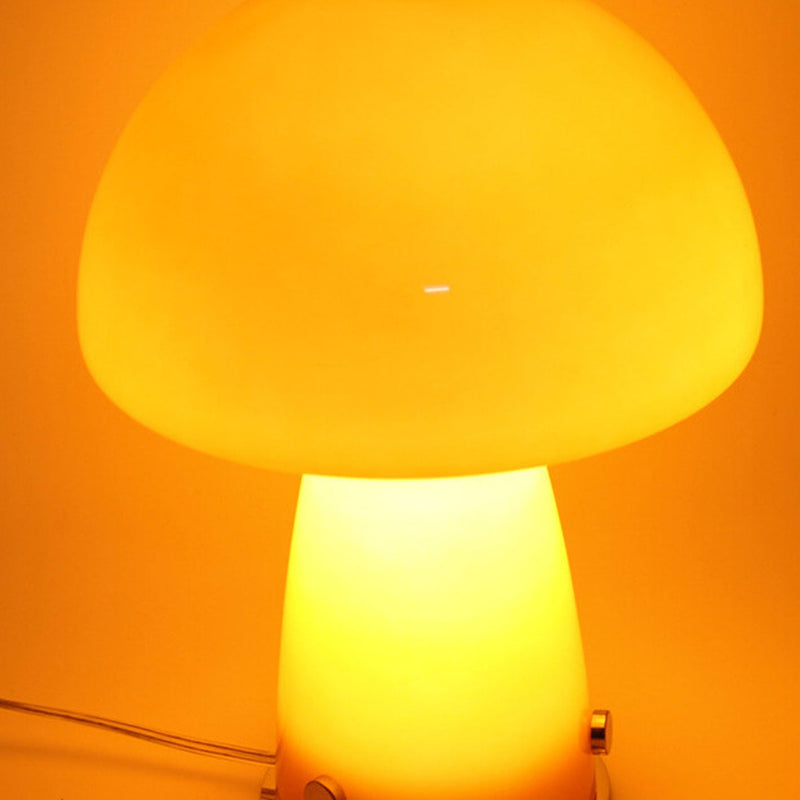 Nordic Orange White Glass Mushroom 1-Light Table Lamp