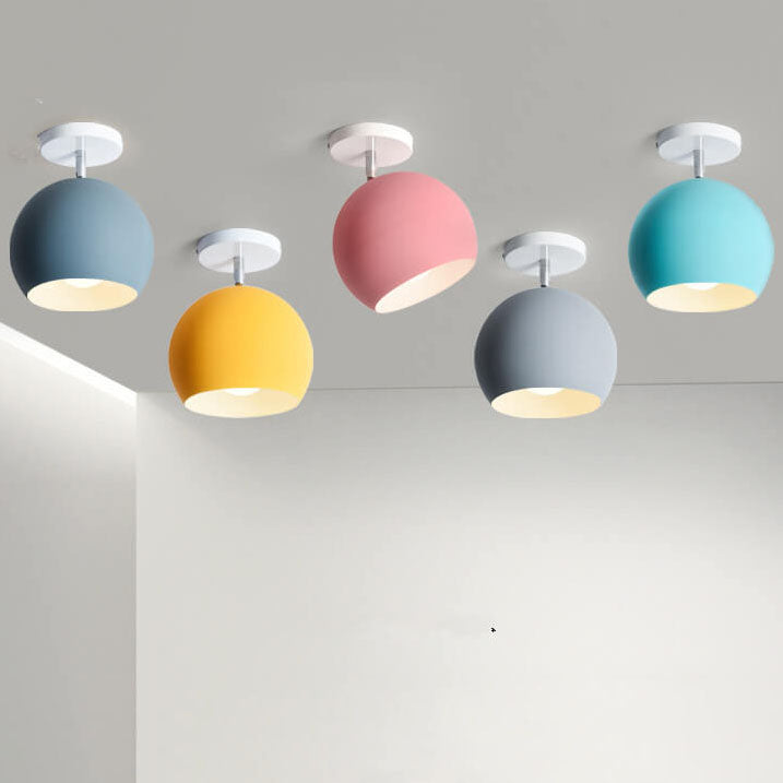 Nordic Macaron Dome 1-Light Semi-Flush Mount Ceiling Light