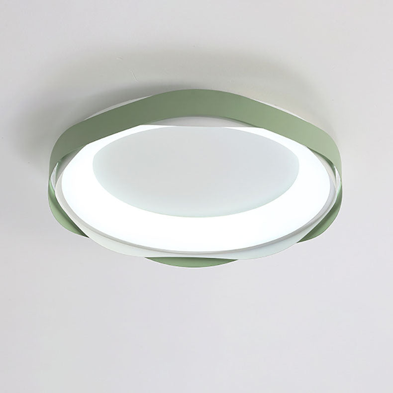 Modern Minimalist Cream Round Iron Acrylic LED Flush Mount Ceiling Light For Bedroom