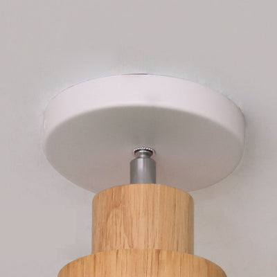 Minimalistische Macaron Solid Color Iron Wood 1-Light Semi-Flush Mount Light