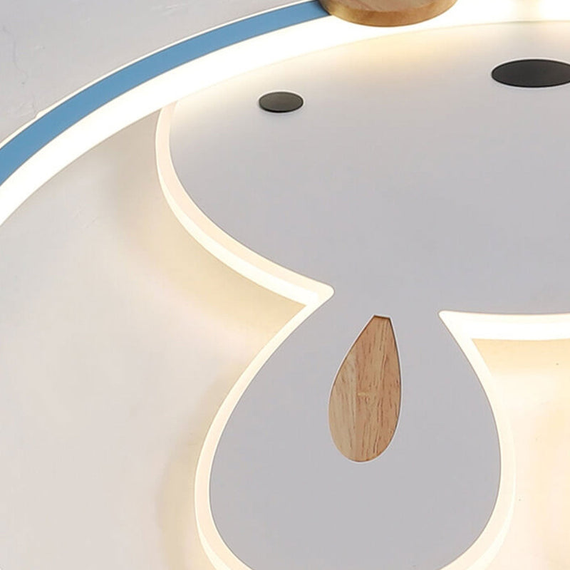 Childlike Modern Simple Cartoon Rabbit Design LED Flush Mount Light