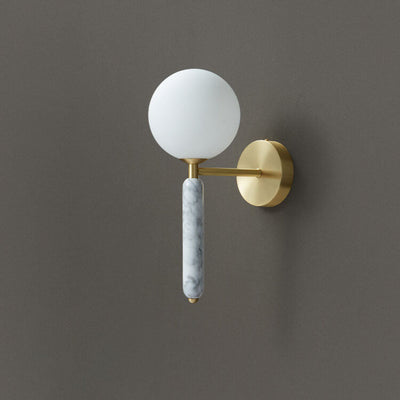 Nordic Ball Shade Marble Straight Arm 1-Light Wall Sconce Lamp