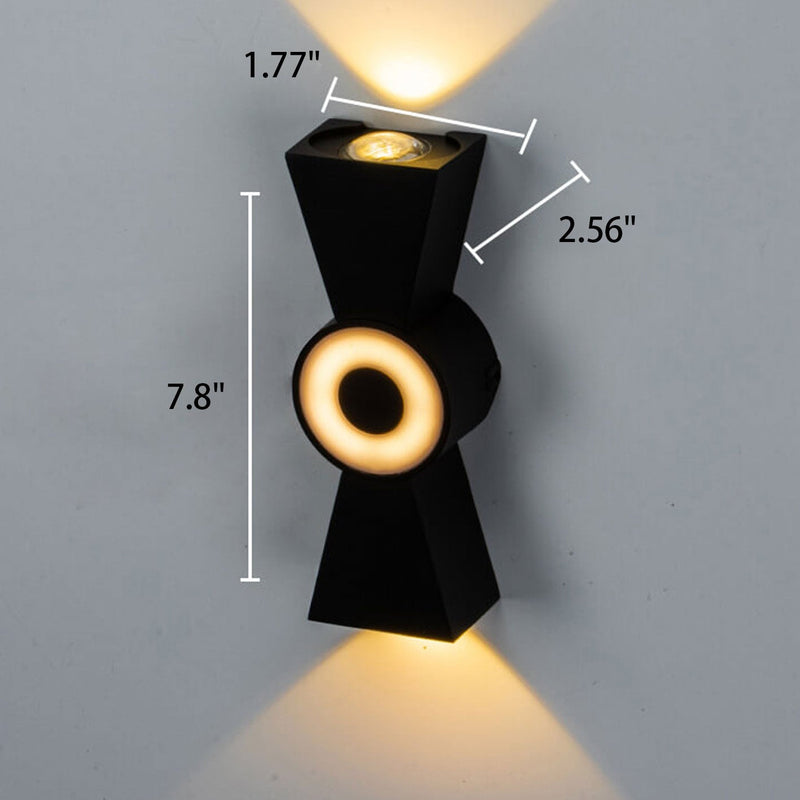 Nœud papillon créatif extérieur avec éclairage vers le haut et vers le bas, lampe murale étanche à LED pour patio 