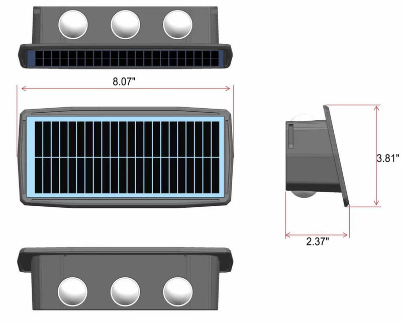 Lampe murale à LED en forme de trapèze carré étanche et créative à énergie solaire 