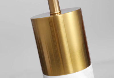 Moderne 1-flammige Tischlampe mit Marmorsäulenfuß aus Stoff 