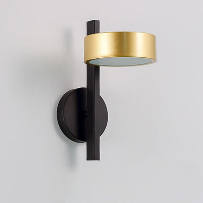 Nordic Light Luxury Black Gold Iron Round Head LED Wall Sconce Lamp