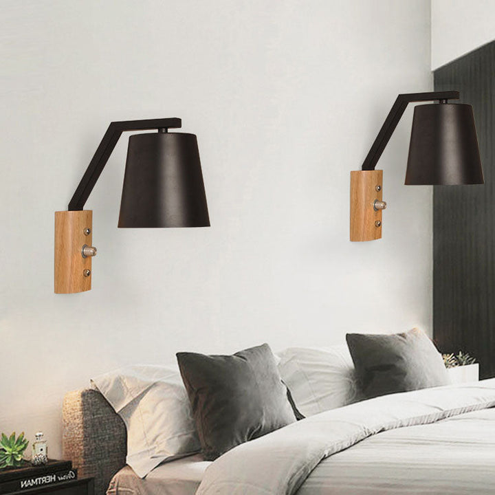 Nordic Modern Solid Wood Zylindrische 1-Licht Wandleuchte 
