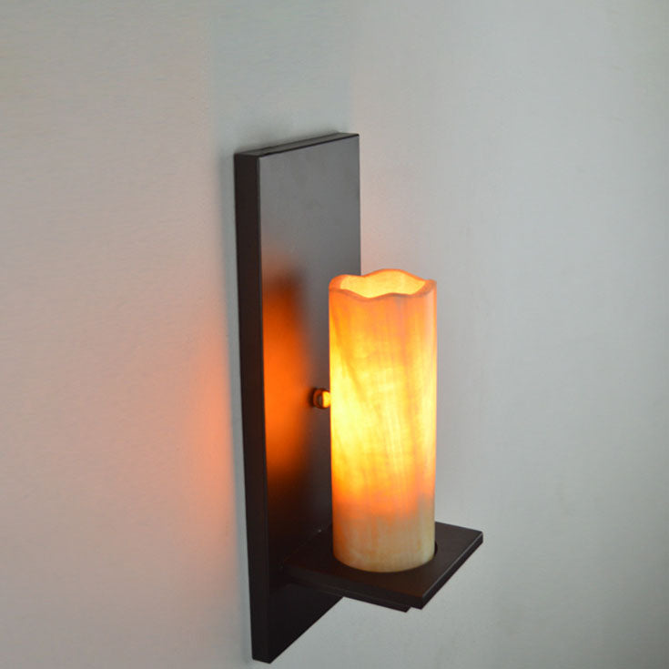Applique Murale Moderne Industrielle Vintage en Fer avec 1 Lumière et Base en Marbre 