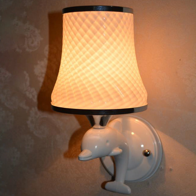 Diseño de decoración creativa de delfín de vidrio moderno 1-luz aplique de pared 