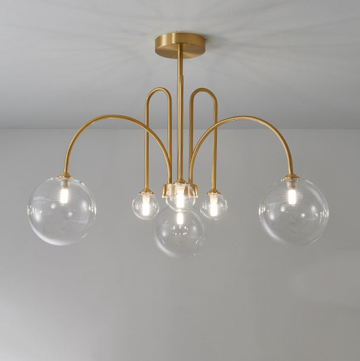 Modern Minimalist Glass Bubble Ball Brass 4/6/8 Light Chandelier