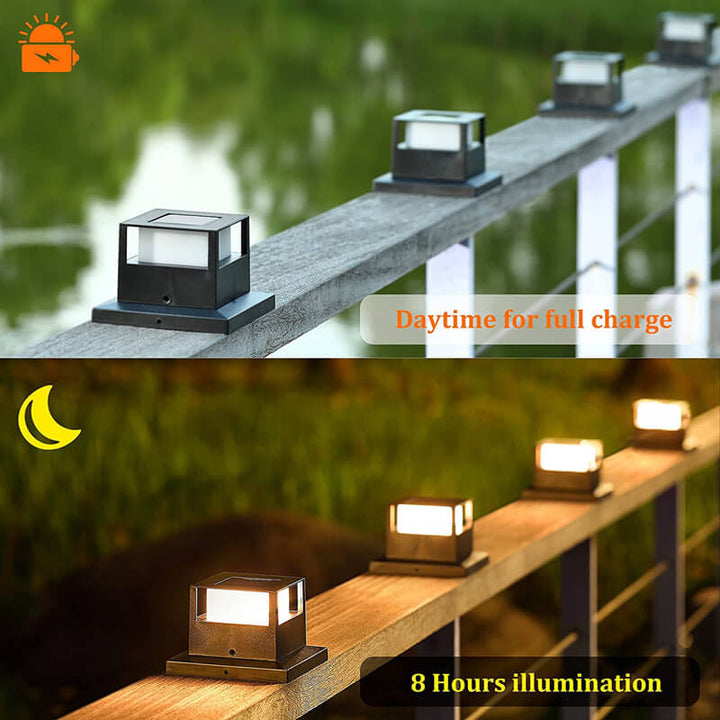 Modern Solar LED Waterproof Wall Column Head Lamp Outdoor Light