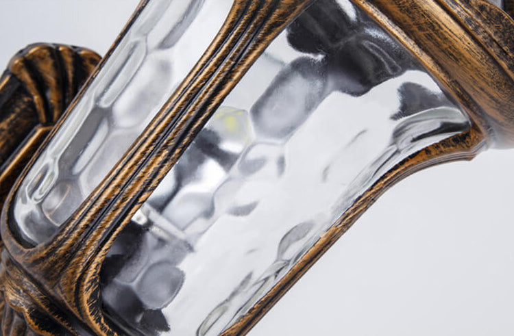 Europäische Retro wasserdichte Steinmuster Glas Lampenschirm 1-Licht Außenwandleuchte Lampe 