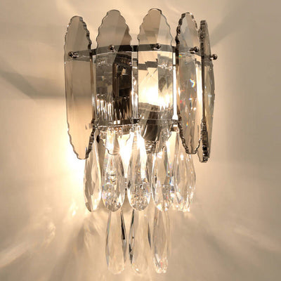 Moderne Luxus-Kristall-Mehrschicht-Säulen-Wandleuchte mit 1 Licht