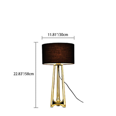 Modern Transitional Fabric Shade Resin Base 1-Light Table Lamp For Bedroom