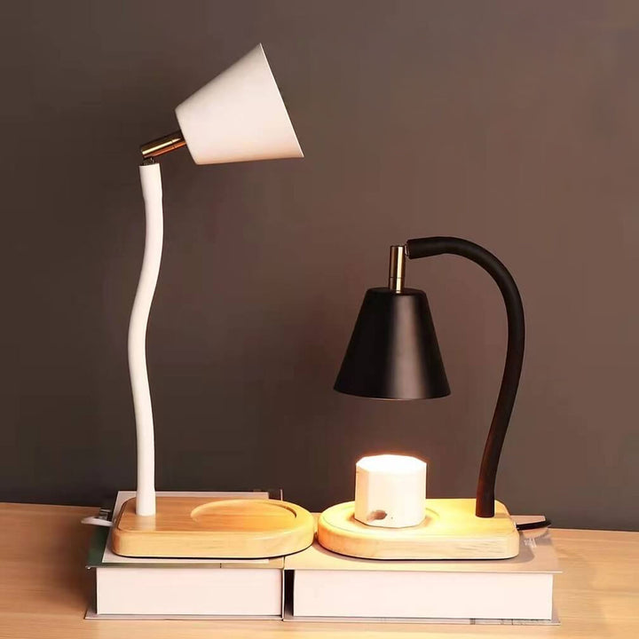 Lampe de Table à Cire Fondante à 1 Lumière avec Base en Bois de Cône Simple Nordique 
