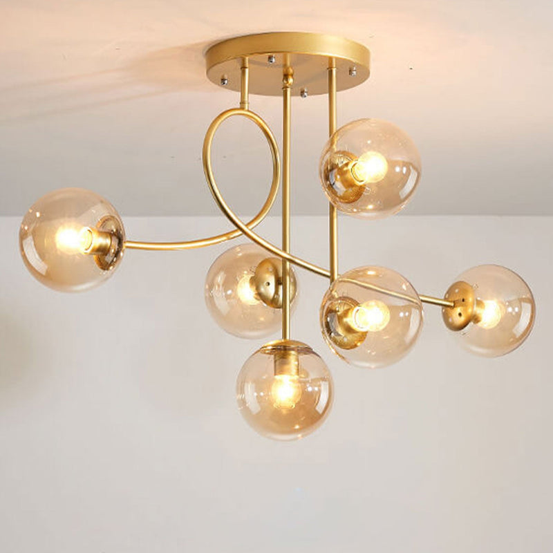 Nordic Light Luxury Magic Bean Glass Ball 6-Light Semi-Flush Mount Ceiling Light