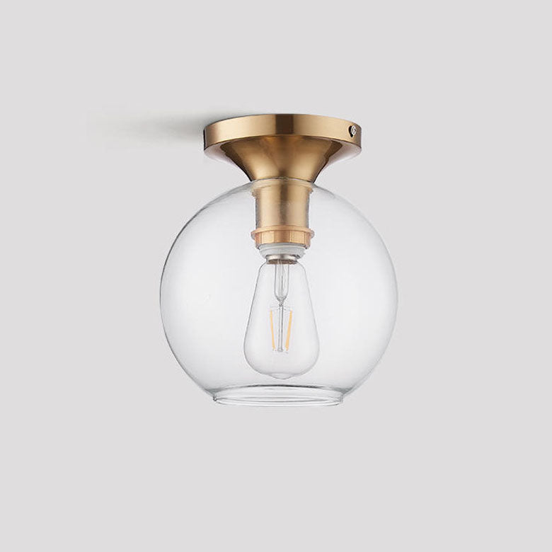 Modern Simple Clear Glass Orb 1-Light Semi-Flush Mount Ceiling Light