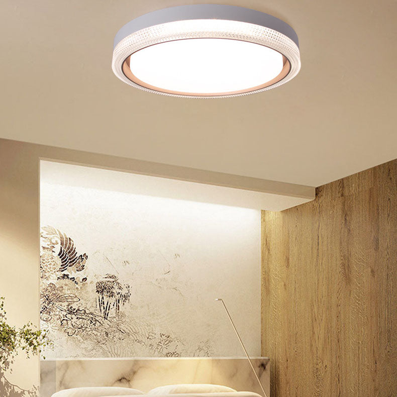 Modern Simple Acrylic Round Ring Iron LED Flush Mount Ceiling Light