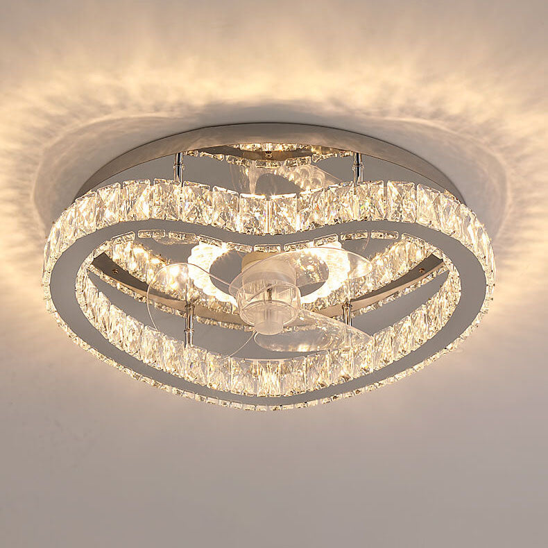 Moderne Luxus-Kristall-Edelstahl-LED-Unterputz-Deckenventilator-Leuchte