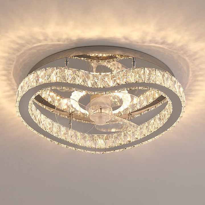 Moderne Luxus-Kristall-Edelstahl-LED-Unterputz-Deckenventilator-Leuchte