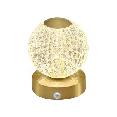 Lampe de Table LED Ronde en Laiton Acrylique Moderne de Luxe 