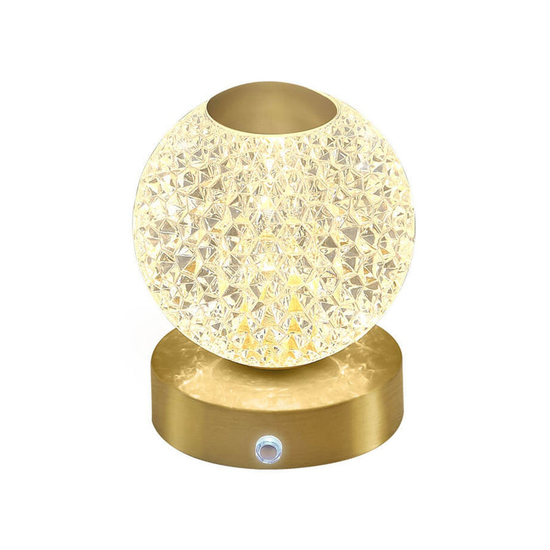 Lampe de Table LED Ronde en Laiton Acrylique Moderne de Luxe 