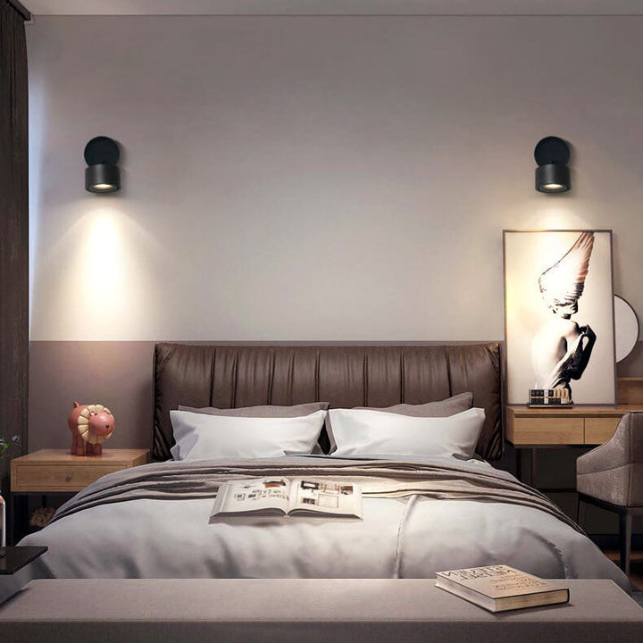 Modern Minimalist Round Aluminium Rotatable Folding LED Wall Sconce Lamp For Living Room &amp; Bedroom