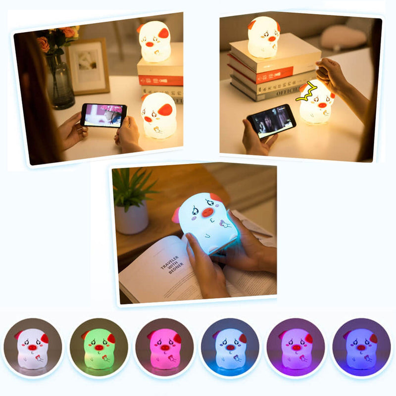 Creative Cartoon Funny Piggy Pat Silicone LED Night Light Table Lamp