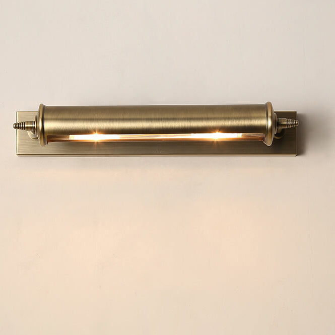 Lámpara de Aplique de Pared con Espejo Frontal de 1 Luz de Columna de Hierro de Bronce Vintage 