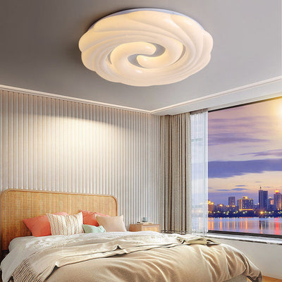 Contemporary Creative Swirl Acrylic Round Shade LED Flush Mount Ceiling Light For Living Room