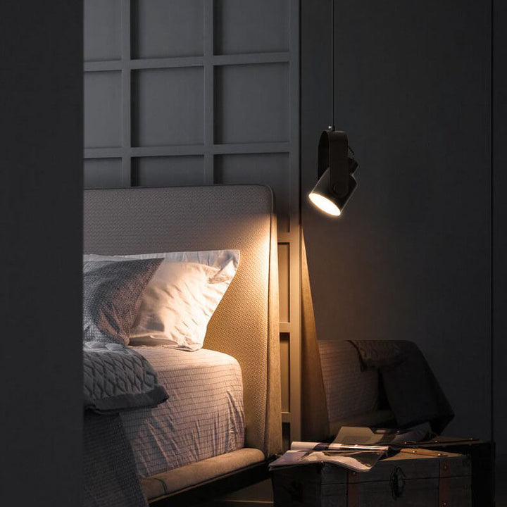 Zeitgenössische skandinavische zylindrische Holz-Eisen 1-Licht Pendelleuchte für Schlafzimmer 