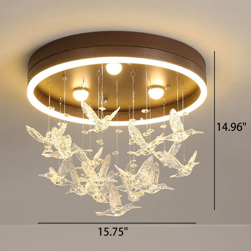 Modern Creative Cartoon Round Bird / Skirt Hanging LED Flush Mount Ceiling Light