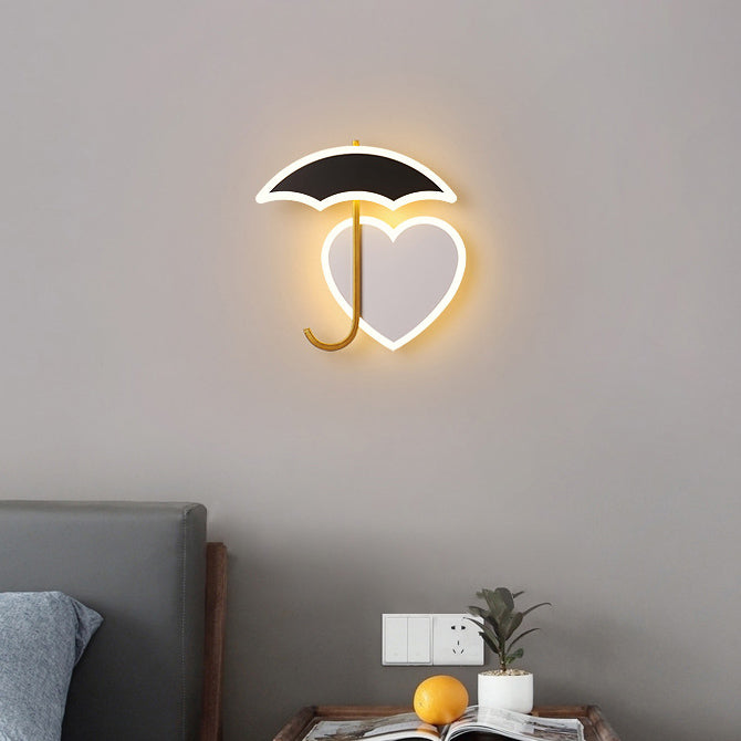 Nordische kreative Regenschirm-Herz-Acryl-LED-Wandleuchte-Lampe