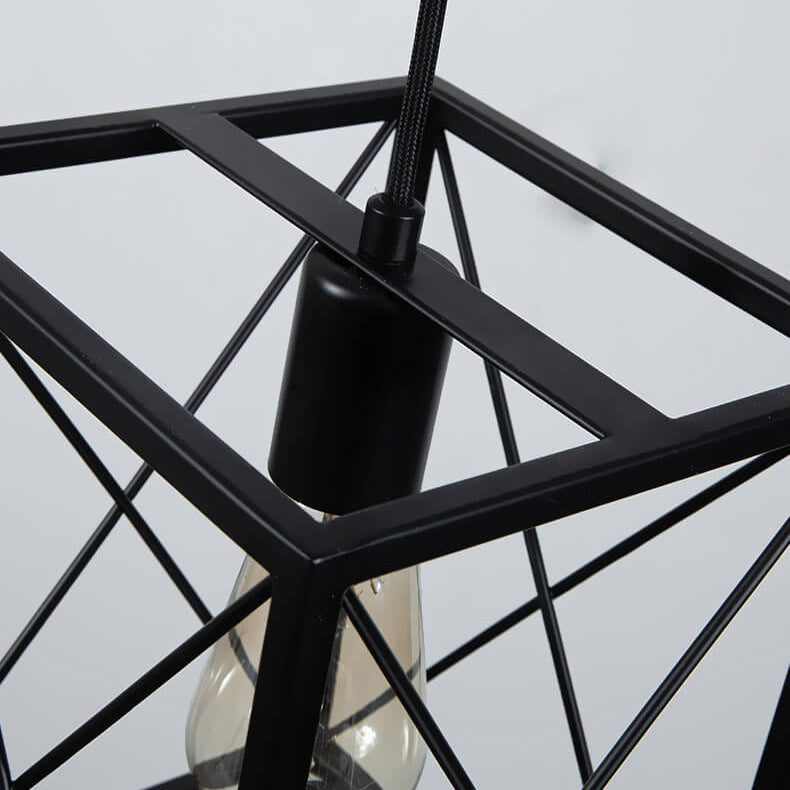 Industrial Vintage Iron Geometric Lantern 1-Light Pendant Light