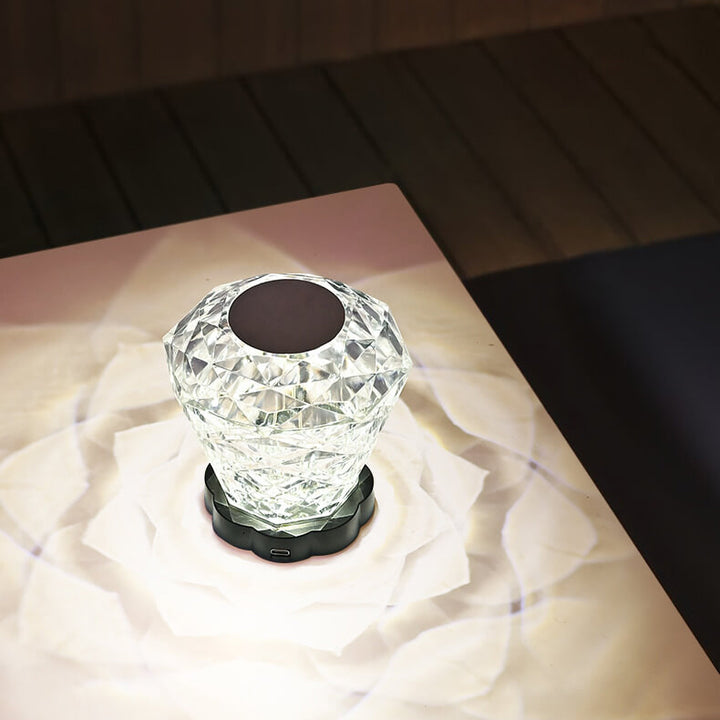 Lampe de Table décorative créative en forme de pétale de Rose en diamant, veilleuse LED en acrylique 
