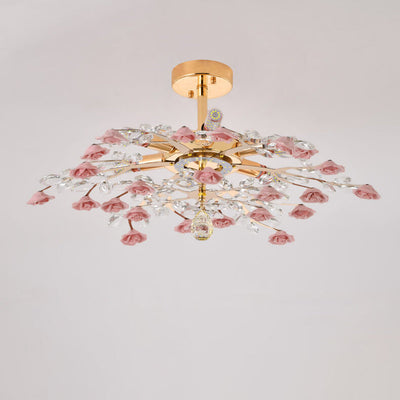 Modern Luxury Rose Iron Ceramic Crystal 6/7/8 Light Chandelier