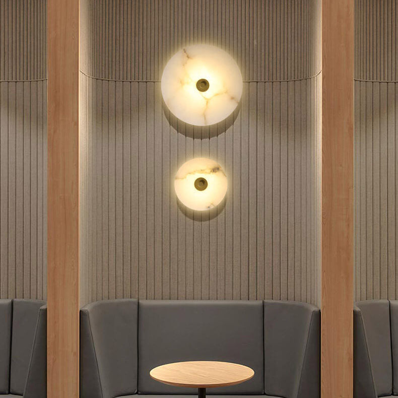 Modern Luxury Round Marble Iron LED Wall Sconce Lamp