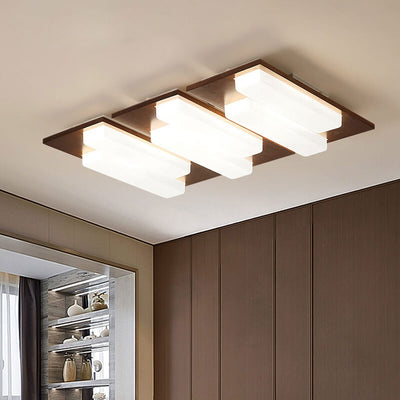 Nordic Creative Walnut Acrylic Rectangular LED Flush Mount Ceiling Light