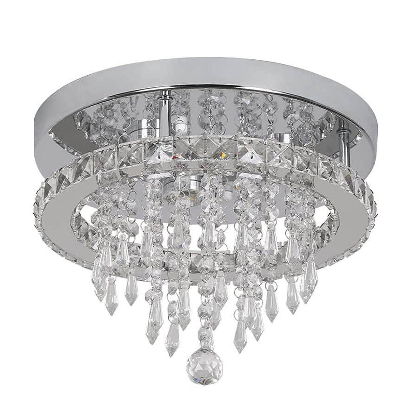 Modern Light Luxury Round Crystal LED Flush Mount Ceiling Light